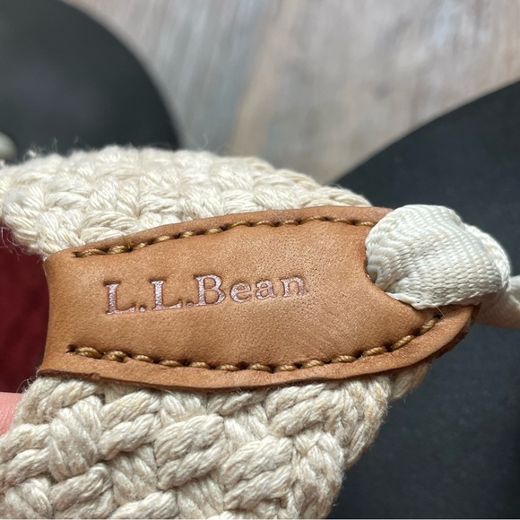 Women's LL Bean Maine Isle Flip Flop Sandals, Woven Cream Braided Strap - Picture 9 of 16